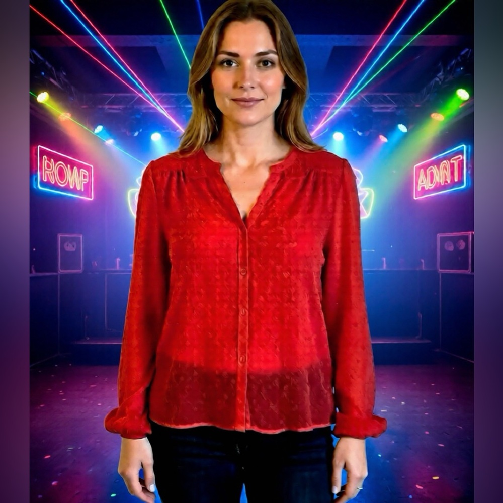 Vibrant Red Long Sleeve Blouse